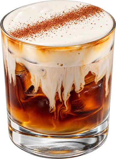 Cream Top: iced americano beneath a thick layer of vanilla cream dusted with cacao